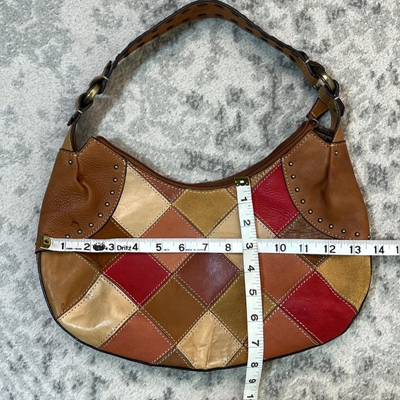 FOSSIL 1954 PATCHWORK GENUINE LEATHER HOBO SHOULDER BAG WOVEN STRAP - Picture 14 of 16